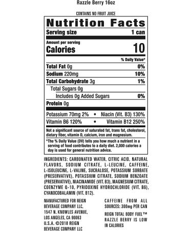 Reign Total Body Fuel Razzle Berry Fitness & Performance Drink (1 Pack 12 Count) - Buy Online on GoSupps.com