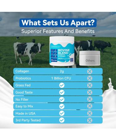 Bovine Colostrum & Collagen Powder for Gut Health Immune Support Hair Growth & Beauty Supplement Sugar Free IgG Probiotics Vitamin B12 C D3 Unflavored 30 Servings Colostrum+Collagen 3.52 Ounce (Pack of 1) - Buy Online on GoSupps.com