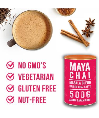 Maya Drinks Spiced Chai Latte Powder 500g - 25 Servings, Just Add Water or Milk - Buy Online on GoSupps.com