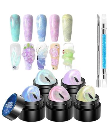 G n rique 3D Sculpting Gel 5-Color Creative Gel 1.06 Inches Compact Non Stick Manicure Set with Carving Pen Manicure Kit Embossed for Professional Designs Home
