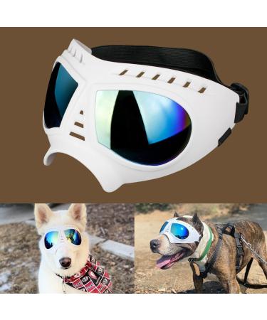 Namsan dogs sunglasses large breed anti-UV dog glasses for medium-sized dogs windproof anti-dust antifog soft pet dog glasses for long snout dog eye protection white size L: blue glasses L
