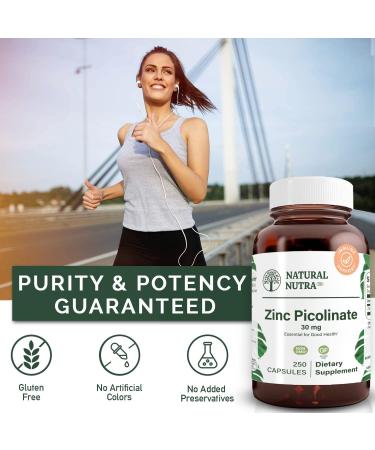 Natural Nutra Zinc Picolinate 30 mg Double Strength Raw and Pure Highly Bioavailable Supplement for Growth and Immune Support Helps Support Metabolic System Decrease Common Cold 250 Capsule 250 Count (Pack of 1) - Buy Online on GoSupps.com