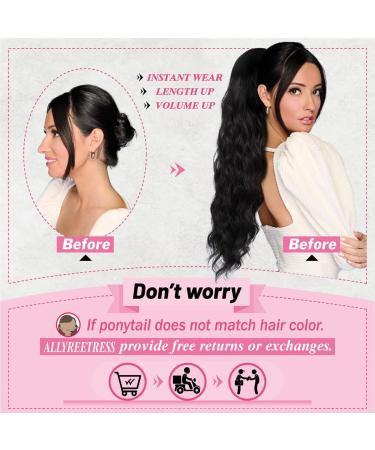 Allyreetress Drawstring Ponytail Extension Long Body Wavy Black Ponytail Extension for Women Synthetic Ponytail Hair Extension Clip in 26 Inch Fluffy Hairpiece for Daily Use (Black) 26 Inch Black - Buy Online on GoSupps.com