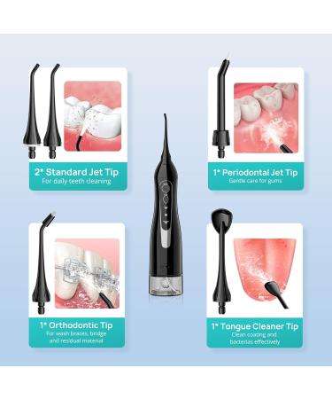 Water Dental Teeth Flosser Pick - 300ML Rechargeable Cordless Oral Irrigator IPX7 Waterproof Travel Cleaner with Jet Tips - Effective Teeth Cleaning - Buy Online on GoSupps.com