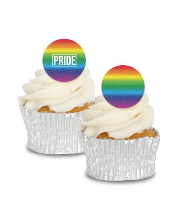 Edible Wafer Rainbow Pride Pre-Cut Cupcake Toppers - 24pc