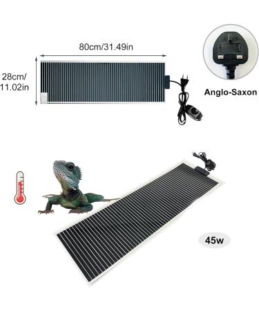 XQZMD Reptile Heating Mat 28 x 80cm Fast Heating Multiple Temperature Adjustable Under Reptile Tank Heat Pad Non Adhesive 45W Terrarium Heat Mat for Lizards - Buy Online on GoSupps.com