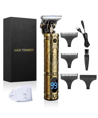 Hair Clippers for Men, Werlla Beard Trimmers for Men Professional Zero Gapped Cordless Clippers for Hair Cutting Rechargeable Hair Trimmer Baldhead Shaver Hair Cutting Kit with LED Display (Gold)