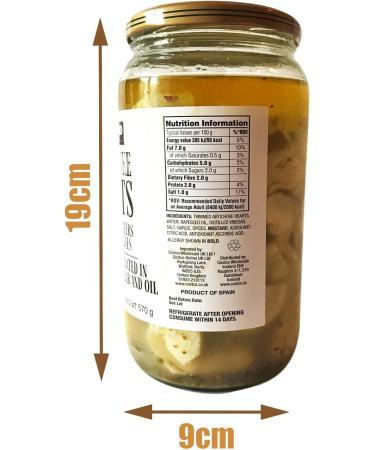 Marinated Artichoke Hearts - Quarters and Halves - Extra Large Glass Jar - 935g - Buy Online on GoSupps.com
