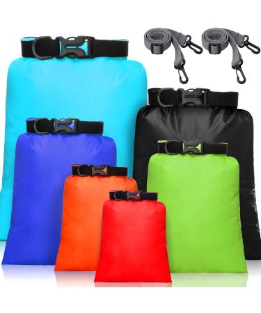 Waterproof Dry Bag Set 15 L+ 8 L +5 L+4 L+3 L+ 2 L Lightweight Sacks and 2 Long Adjustable Shoulder Strap for Kayaking, Rafting, Boating, Hiking, Camping (Colorful, 6) 6 Colorful