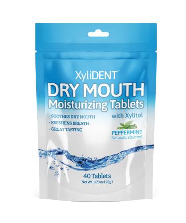 Nature's Stance XyliDENT Xylitol Tablets for Dry Mouth Relief - Stimulates Saliva Freshens Breath Reduces Acid Production Fast Acting Relief 40 Count (Peppermint)