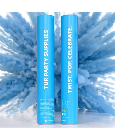 2 Pack Blue Powder Poppers Biodegradable Powder Cannons | TUR Party Supplies | Blue Biodegradable Powder | Launches up to 25ft | Giant (12 in) | Powder Poppers for Celebrations Festivals and Parties 2 Pack (12 inch) Bl...