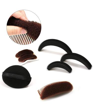 11-Piece Women's Sponge Hair Bump Up Inserts & Clips for DIY Hairstyles - Black/Brown - Buy Online on GoSupps.com
