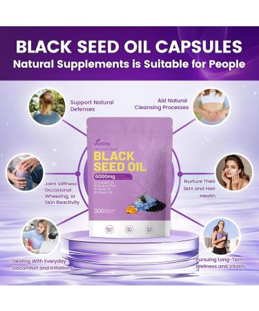 VivoNu Black Seed Oil Capsules Black Seed Oil Organic Cold Pressed 6000mg 300 Count | 9-in-1 Formula with Oil of Oregano Burdock Root TQ & THQ Vitamin E&D3 | Non-GMO Immune Support - Buy Online on GoSupps.com