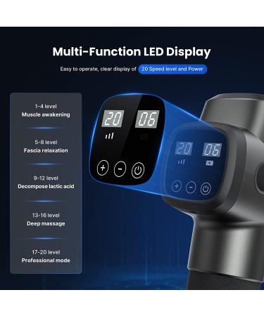 RENPHO C3 Percussion Massage Gun - Professional Deep Tissue Muscle Massager with 20 Speeds & 6 Massage Heads - Quiet Electric Body Massager for Athletes - Back Relaxation Gift, Black - Buy Online on GoSupps.com