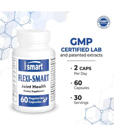 Supersmart - FlexiSmart (Patented & High Strength) - with AvoVida, ApresFlex, Hyaluronic Acid - Avocado Soy & Boswellia Serrata Extract Supplement | Non-GMO & Gluten Free - 60 Vegetarian Capsules - Buy Online on GoSupps.com