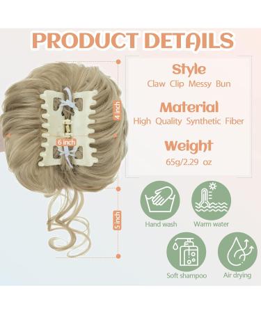 S-Noilite Claw Clip Messy Bun Hair Piece - Ash Blonde 24 | Curly Wavy Updo Chignon Ponytail Extension for Women - Buy Online on GoSupps.com