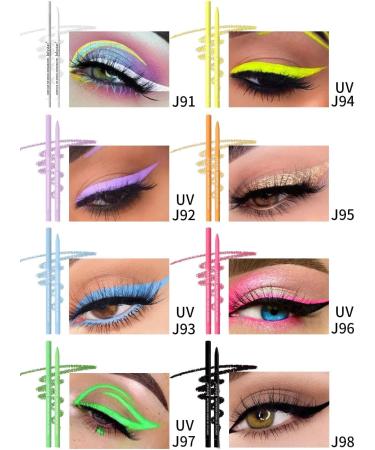 INTEROOKIE Colorful UV Fluorescent Gel Eyeliner Pen Waterproof Oil-Resistant Non-Staining Beauty Makeup with Pearlescent Eyeliner Pen (J97) - Buy Online on GoSupps.com