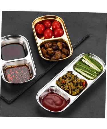Milisten 3pcs Seasoning Dish Korean Seasoning Plate 304 Stainless Steel 20x8cm Gold - Buy Online on GoSupps.com