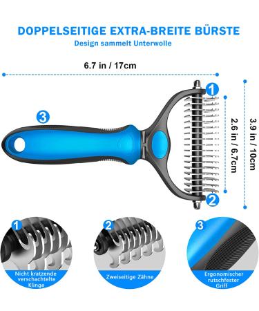 Vigime Long Hair Dog Brush & Cat Brush - Subfell Brush for Dogs & Cats Removes Tangles & Short Hair (Blue) - Buy Online on GoSupps.com