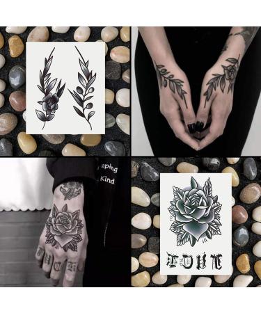 Oottati Waterproof Black Gothic Flower Rose Temporary Tattoo Stickers - 9 Sheets - Buy Online on GoSupps.com