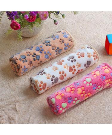 Brave669 Cute Pets Blanket Small Medium Large Warm Paw Print Dog Puppy Fleece Soft Blanket Bed Mat Pink L Large Pink - Buy Online on GoSupps.com