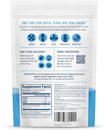 NativePath Collagen Peptides Powder - Hydrolyzed Type 1 & 3 for Skin Hair & Nails - 15.9 oz (45 Servings) - Shop Internationally - Buy Online on GoSupps.com