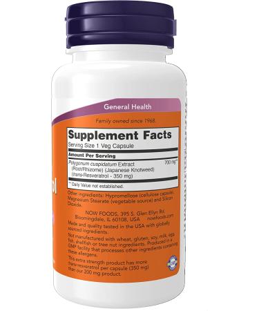 Now Foods Extra Strength Resveratrol 350 mg - 60 Veg Capsules for Antioxidant Support - Buy Online on GoSupps.com