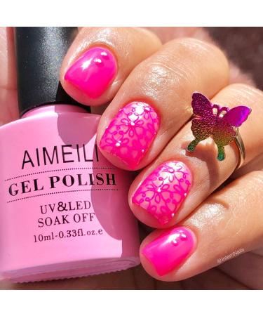 AIMEILI Neon Peachy Pink Gel Nail Polish - Hot Pink 10ml - Buy Online on GoSupps.com