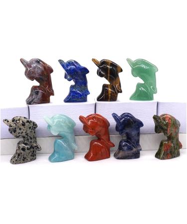TRUSTTWO 5PCS/Set Surf Dolphin Statue Natural Stone Ornament Healing Crystal Reiki Animal Figurine Hand Carved Gemstone Home Decoration The Ocean Jasper - Buy Online on GoSupps.com