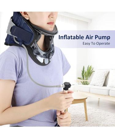 Safwel Neck Support - Adjustable Cervical Spine Traction Device with Airbag 360 Neck Protection Height Adjustable (Blue) - International Shipping - Buy Online on GoSupps.com
