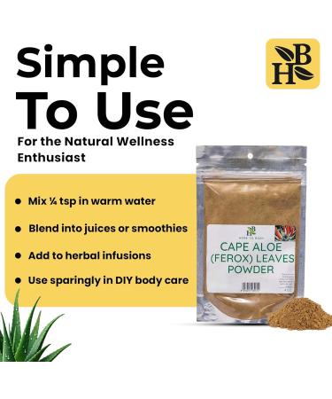 Herb To Body Cape Aloe Powder 4 oz Wildcrafted Aloe Ferox Leaves Natural Laxative Powder for Gut Health and Digestive Detox - Buy Online on GoSupps.com