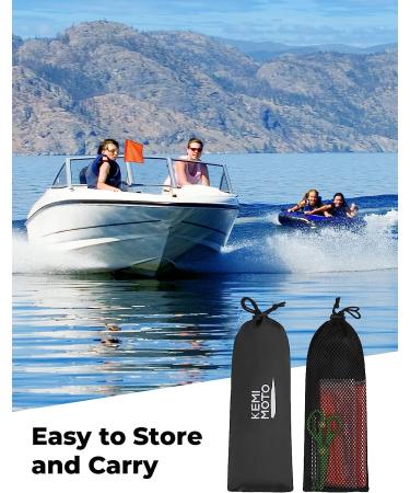 Kemimoto Orange Water Ski Flag with Adjustable Pole - Skier Down Flag for Boat, Swimmers, Surfers - Buy Online on GoSupps.com