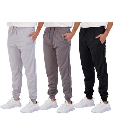 Real Essentials 3 Pack: Men's Active Athletic Casual Jogger Sweatpants with Pockets Jogger Standard Medium Set E