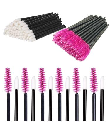 Disposable Lip Wands and Mascara Wands 100pcs each package total 200pcs Lip Applicators Mascara Makeup Applicator Lip gloss Tool Makeup Make Up Lip Brush Mascara Brush Lipstick Tester Wands Eyelash Brushes