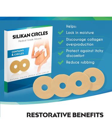 4-Pack Medical-Grade Areola Scar Gel Circles for Breast Surgery Recovery - Silicone Tape Sheets for Scar Reduction and Comfort Treatment by Silikan - Buy Online on GoSupps.com