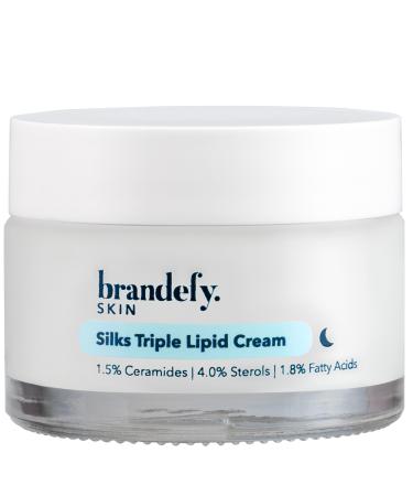 Brandefy Silks Triple Lipid Peptide Cream   Restore + Protect  Skin Barrier Repair Cream with 1.5% Pure Ceramides  Squalane Oil  4.0% Pomegranate Sterols  1.8% Fatty Acids  1.6oz  Made In The USA