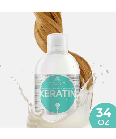 Kallos KJMN Shampoo - Keratin & Milk Protein for Dry Damaged Hair - Sulfate & Paraben Free - 34 oz Frizz Control & Nourishing Formula - Buy Online on GoSupps.com