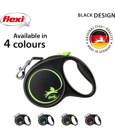 Flexi Black Design Tape Green Retractable Dog Leash - Medium 5m - For Dogs up to 25kg/55lbs - Buy Online on GoSupps.com