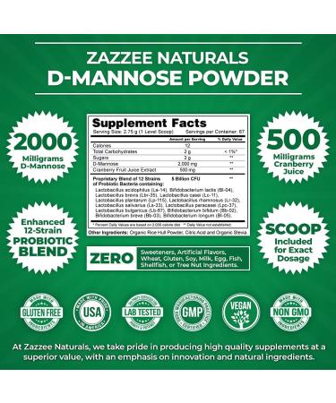 D-Mannose Powder Plus with Probiotics, Cranberry Juice, Free Scoop | 67 Servings, 6.5oz | Vegan, Non-GMO, All-Natural - Buy Online on GoSupps.com