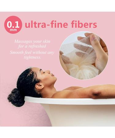 Buy Shower Loofah Exfoliating Body Scrubber - Gentle Cleansing Bath Pouf for Travel - 3 Pack in Beige Cyan-Gray Pink | Perfect for Men & Women - Buy Online on GoSupps.com