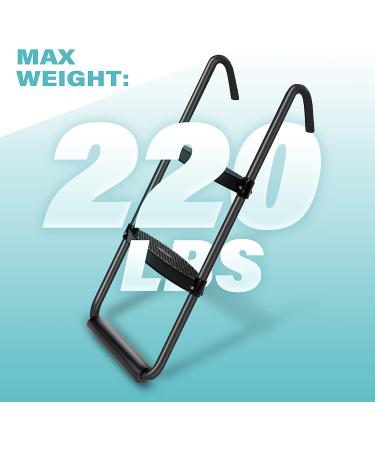 Simple Deluxe Trampoline Ladder with Horizontal Wide Steps - Skid-Proof, Universal Hook, UV Treated Steel - 220 lbs Capacity - Black - Buy Online on GoSupps.com