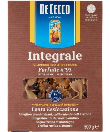 Italian Gourmet E.R. Cecco Pasta Farfalle Integrali No. 93 Italian Pasta 500 g + Pulpa Italian Gourmet 400 g Pack of 10