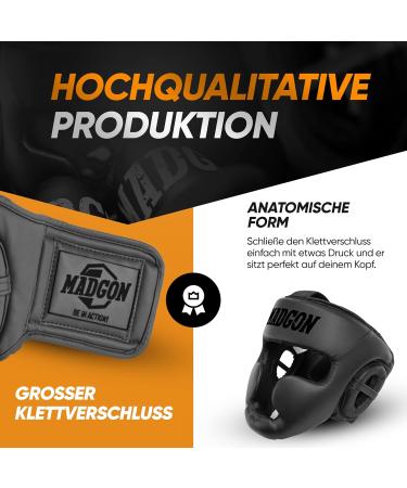 Madgon Premium Head Protection Helmet | Best for MMA Boxing Kickboxing & Sparring | L Black/Black | Maximum Safety & Perfect View - Buy Online on GoSupps.com