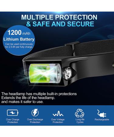 Rechargeable Headlamp 2Pack, 230Wide Beam Headlamp for Adults, LED Headlamp with Clips-Camping Gear, 6 Modes, Motion Sensor, Head Lamp Flashlight for Cycling, Running, Fishing, Camping A-2 - Buy Online on GoSupps.com