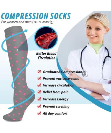 Shyl Jier Compression Stockings 20-30 mmHg for Men & Women | Support Socks for Sports Travel Flight Nursing | 6 Pairs S-M - Buy Online on GoSupps.com