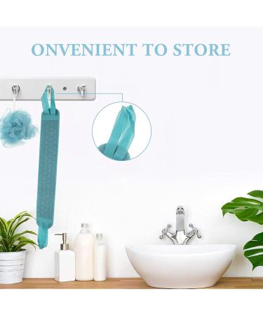 Housoutil Bath Towel Loofah Set - 3-Piece Back Scrubbing Strap & Bath Mitt - Mesh Ball & Gloves for Women & Men - Blue Green 60x9cm - Buy Online on GoSupps.com