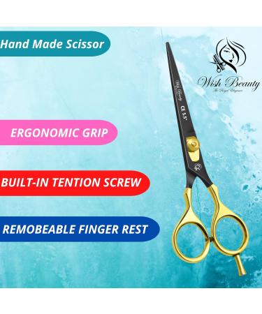 Glamified Glam Hair Cutting Scissors -Sharp Razor Edge Blade Hair Shears Series - 5.5" with Fine Adjustment Stainless Steel Hair Scissors Professional for Men Women & Babies (Black+Gold) - Buy Online on GoSupps.com