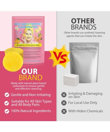 Turmeric Cleansing Pads for Dark Spots | Kojic Acid Exfoliating Sponges | 40 Compressed Facial Pads - Buy Online on GoSupps.com