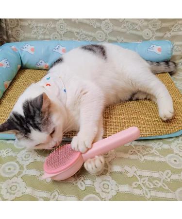ZNOKA Cat Dog Grooming Brush - Self Cleaning Shedding & Massage Comb for Cats/Dogs with Short, Medium & Long Hair - Pink - Buy Online on GoSupps.com
