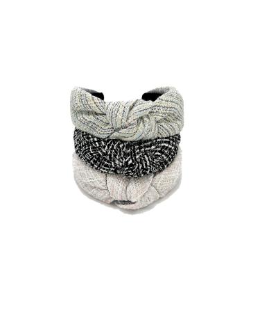 YETASI Tweed Black Knot Headband with White Threading - Unique White Black Headband for Women - Buy Online on GoSupps.com